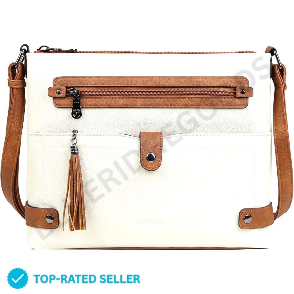 Brand New FADEON Crossbody Bag White Multi Pocket Shoulder